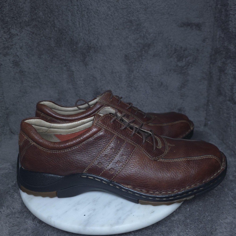 Clarks Shoes Mens Size 11.5 Brown Leather Lace Up Casual Comfort Sneakers